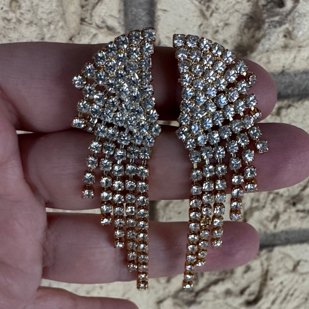Elegant Gold and Silver Crystal Earrings Vintage Sparkly